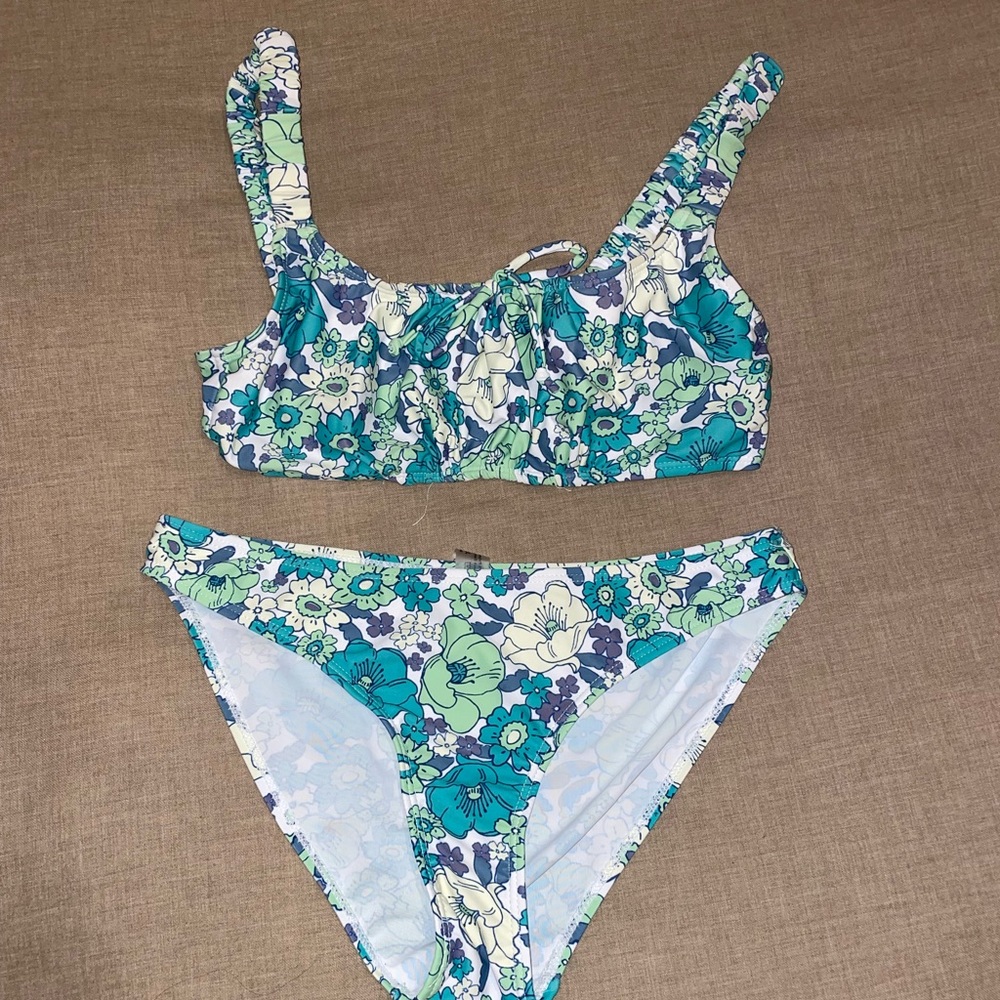 Turquoise and lime green Paisley swimsuit